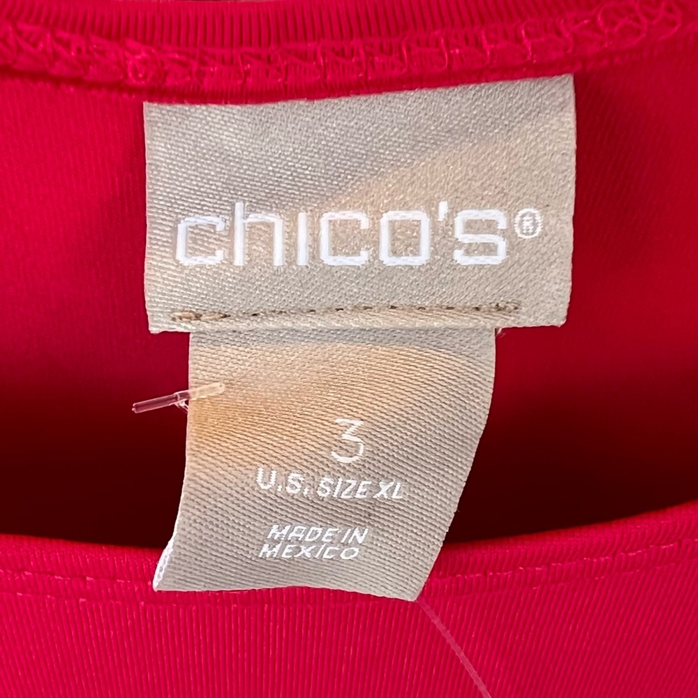 NWT! Chico’s Maraschino Cherry Pink Tank Top Sleeveless Boxy Microfiber Size XL - Picture 3 of 11